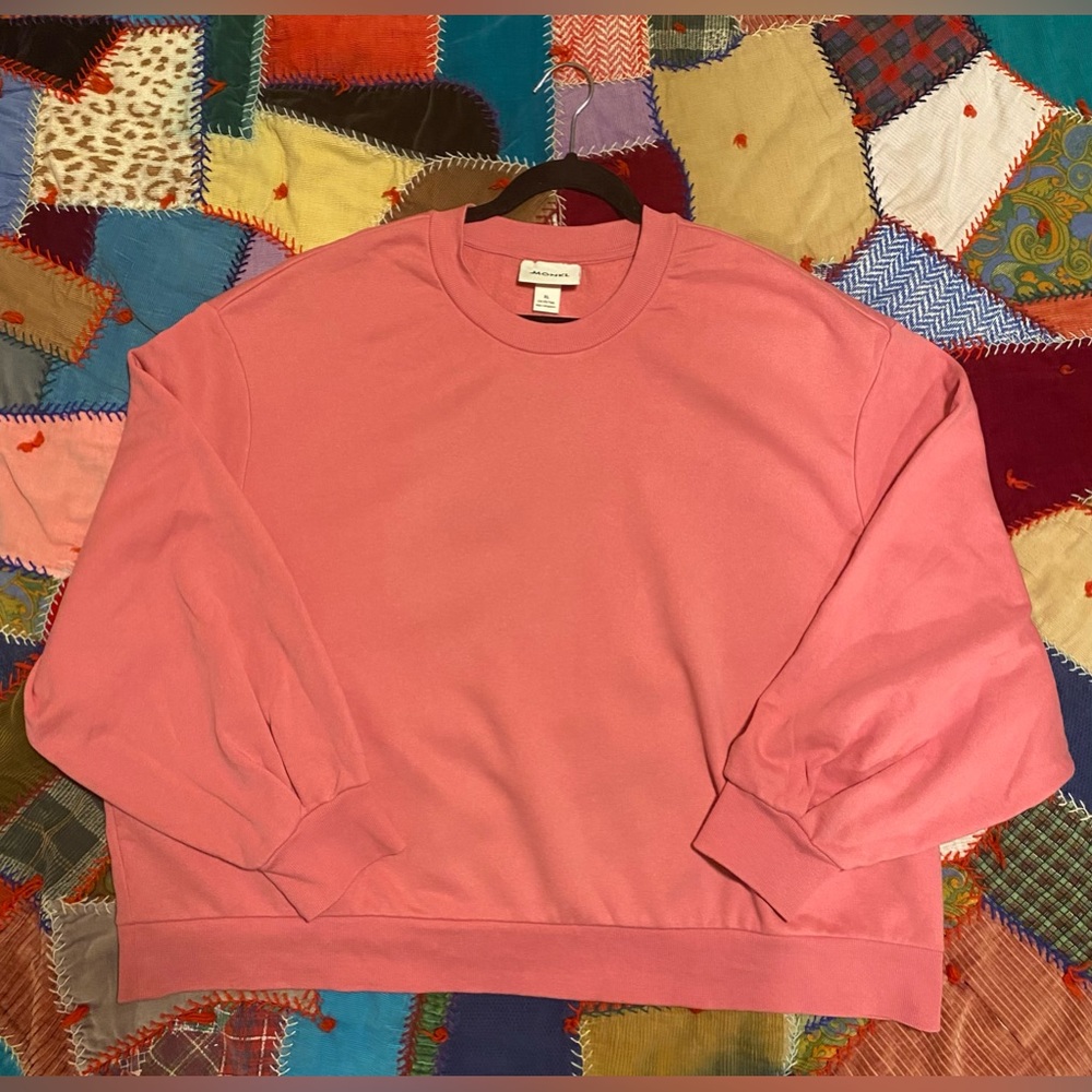 MONKI oversized cropped sweatshirt in baby pink